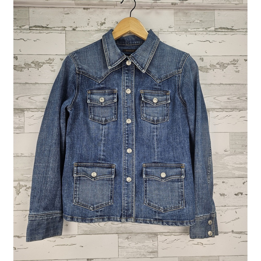 Gap Womens XS Blue Denim Jacket Stretch Western Trucker Medium Wash